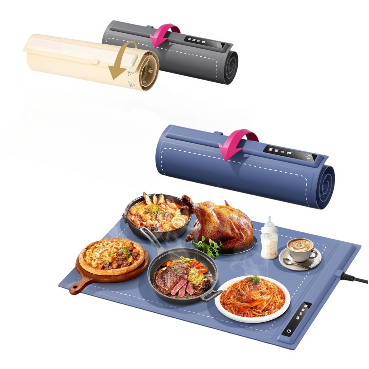 Pilita Multifunctionala 61x40cm Covoras Electric, Portabila și Rulabila cu Termostat Digital pentru Mâncare Engros