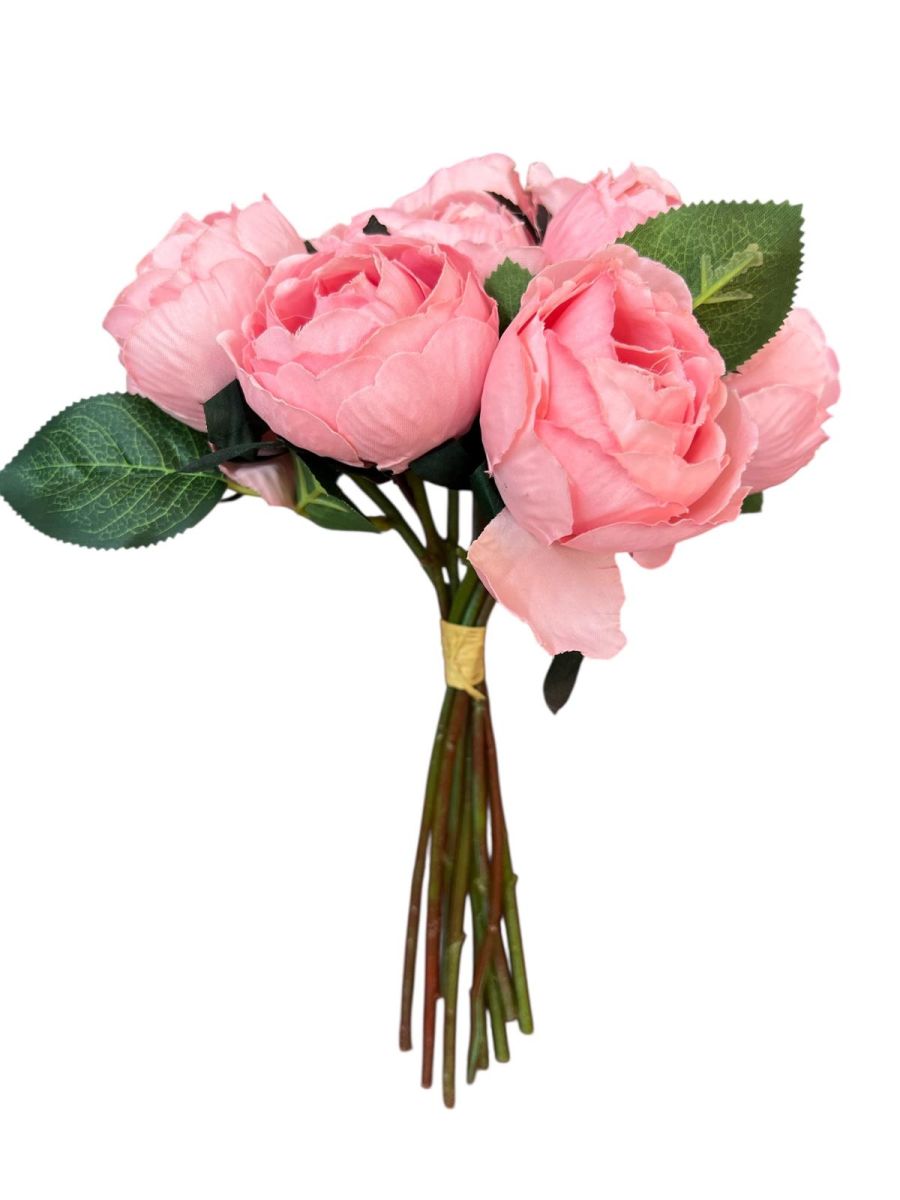Buchet bujor artificial 9 fire, Flori artificiale En-Gros, 30 cm
