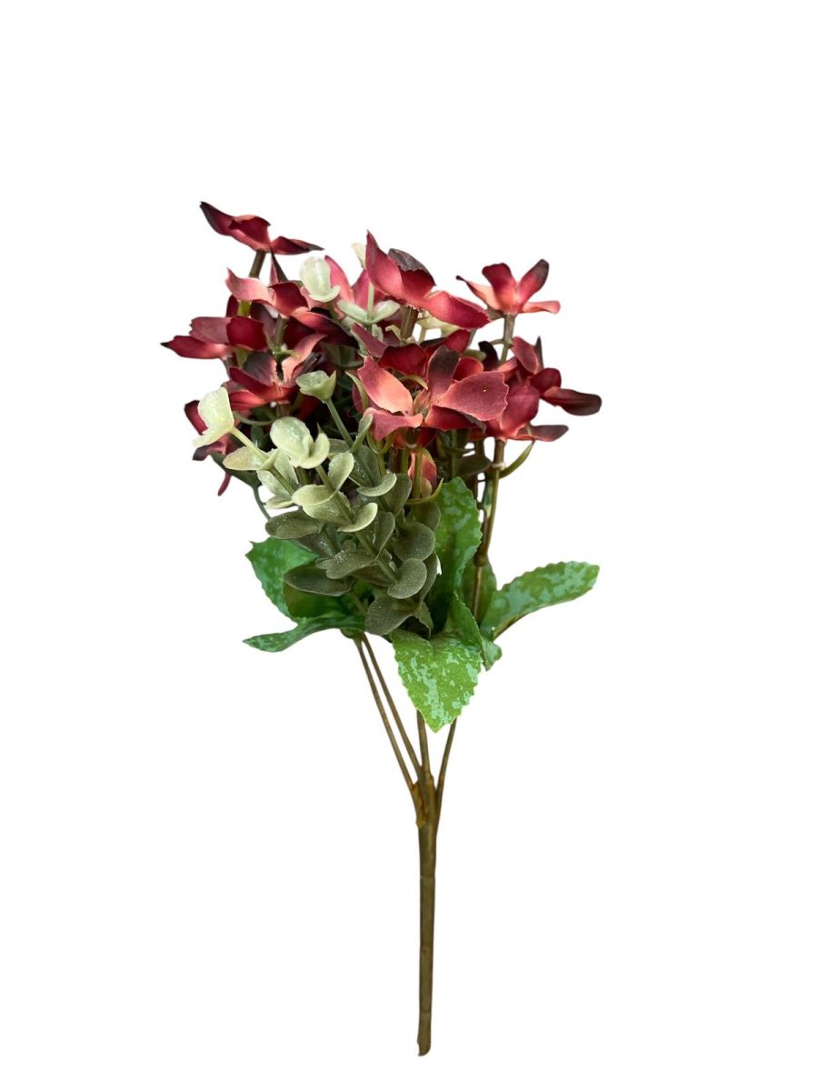 Buchet hortensie cu eucalipt artificial 5 fire, Flori artificiale En-Gros, 30 cm