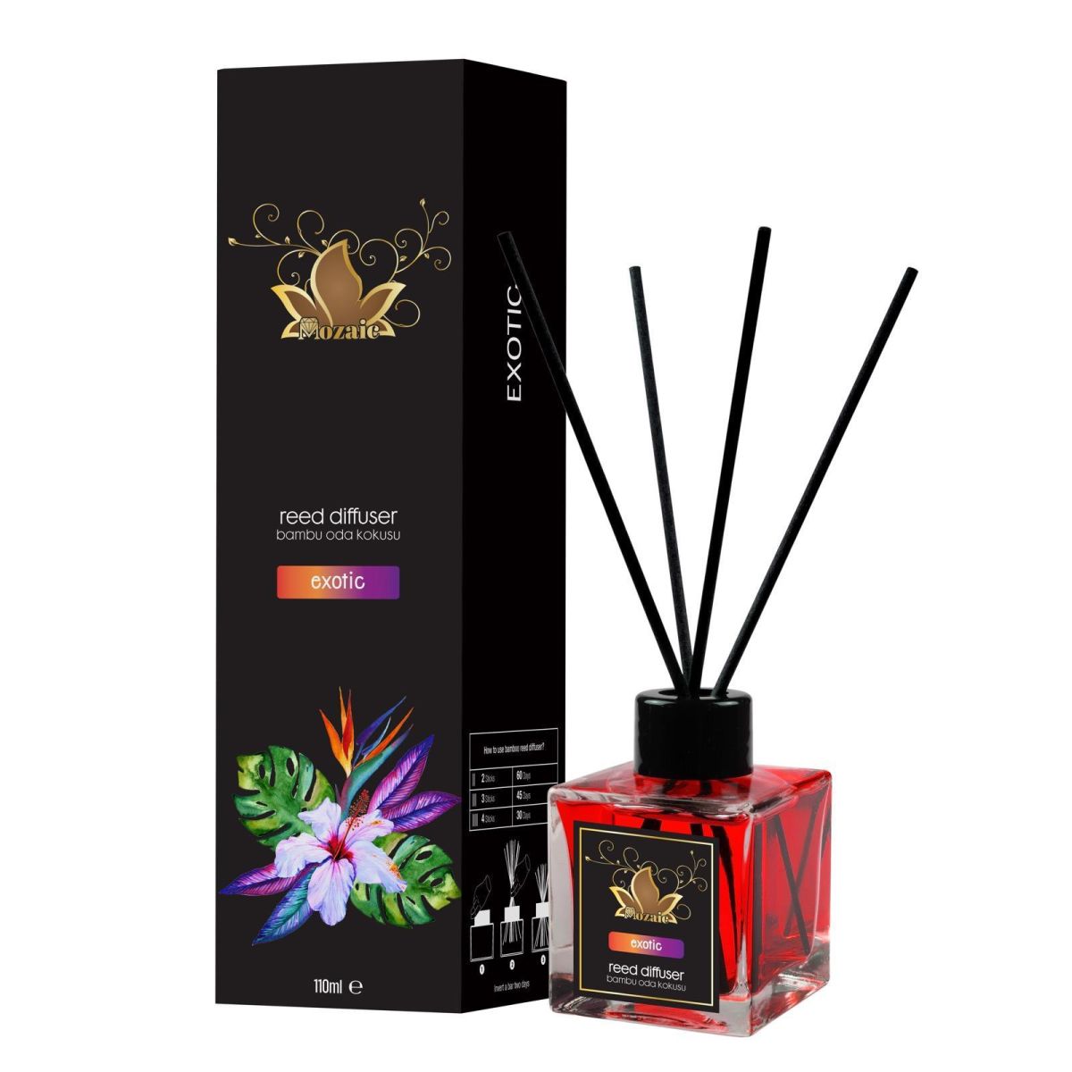 Odorizant de camera Engros,EXOTIC , Mozaic, cu betisoare, 110 ml