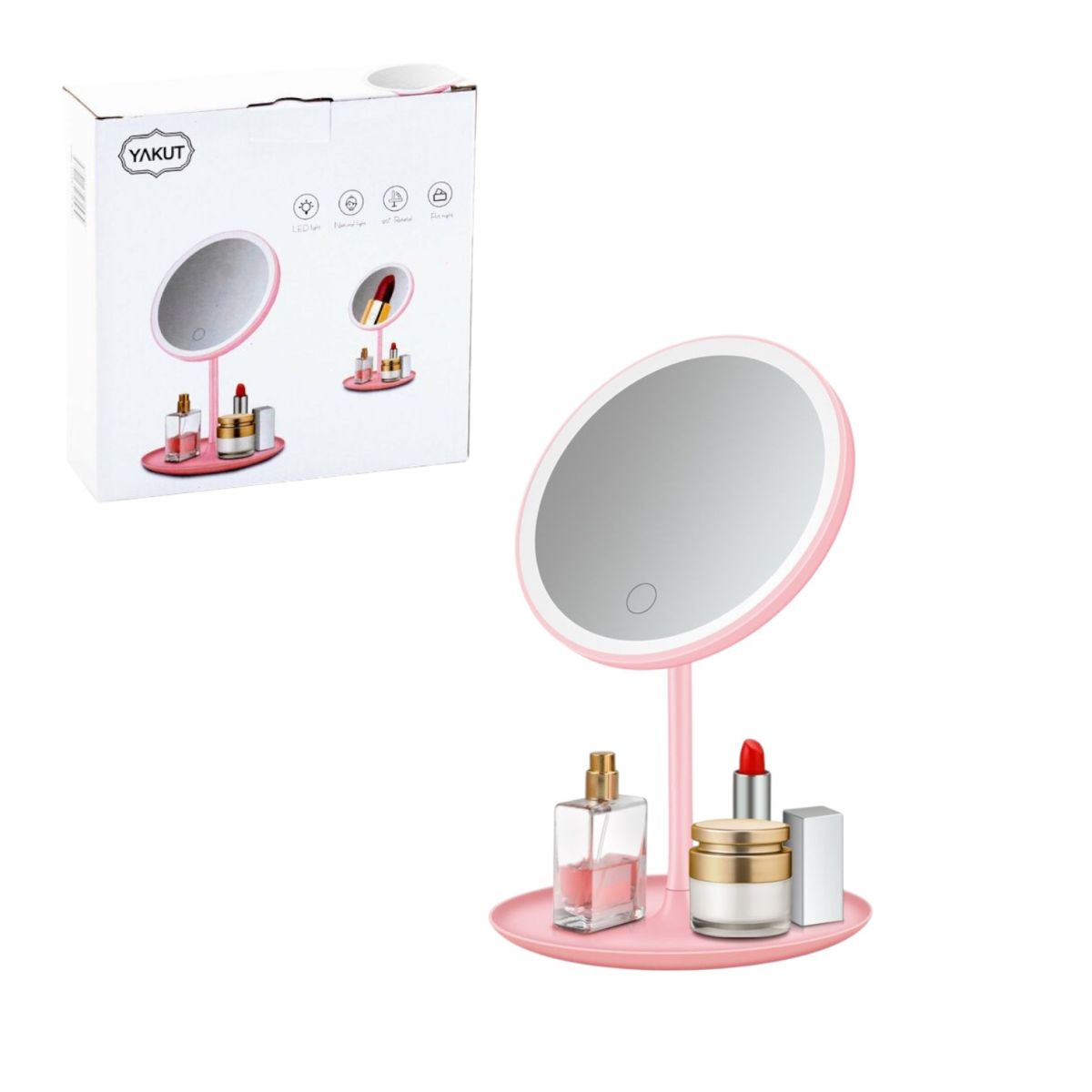 Oglindă de Machiaj 20x15x30cm, Cosmetică cu LED Reglabil, Reîncărcabilă prin USB, Design Modern Engros
