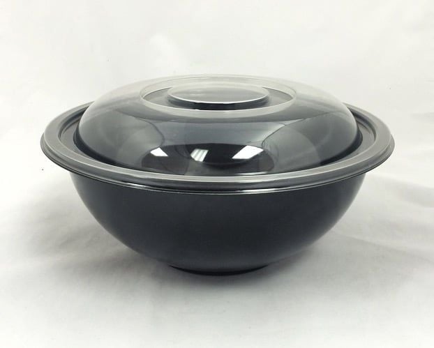 BOLURI SALATA ROTUNDE NEGRE CU CAPAC 1000ml (100 BUC/SET)