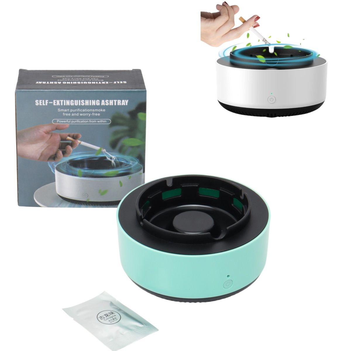 Scrumieră Electronică cu Purificare Aer și Auto-Stingere, 13x8cm Reîncărcabilă USB, Diferite Culori Engros
