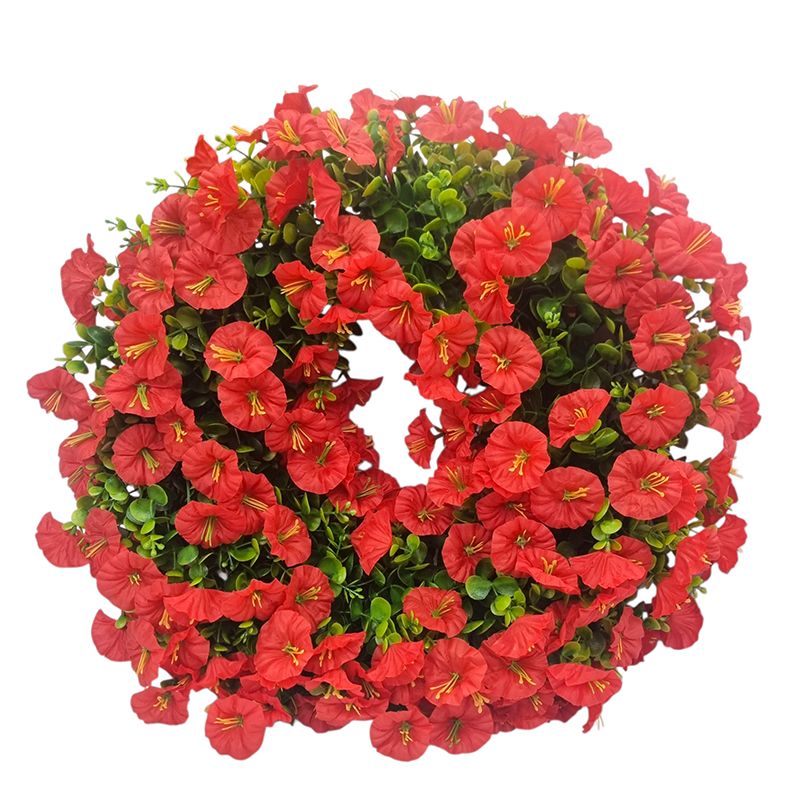 Coroana artificiala cu verdeata buxus si Petunie engros 50 cm