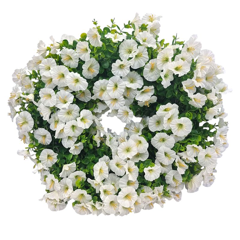 Coroana artificiala cu verdeata buxus si Petunie engros 50 cm