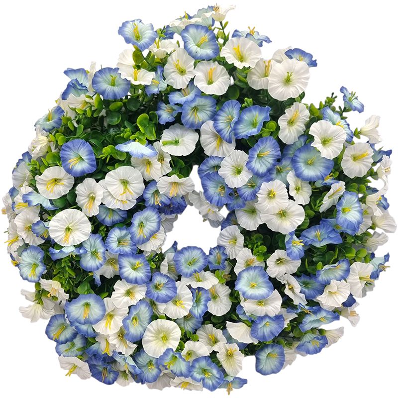 Coroana artificiala cu verdeata buxus si Petunie engros 50 cm