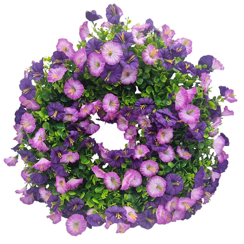Coroana artificiala cu verdeata buxus si Petunie engros 50 cm