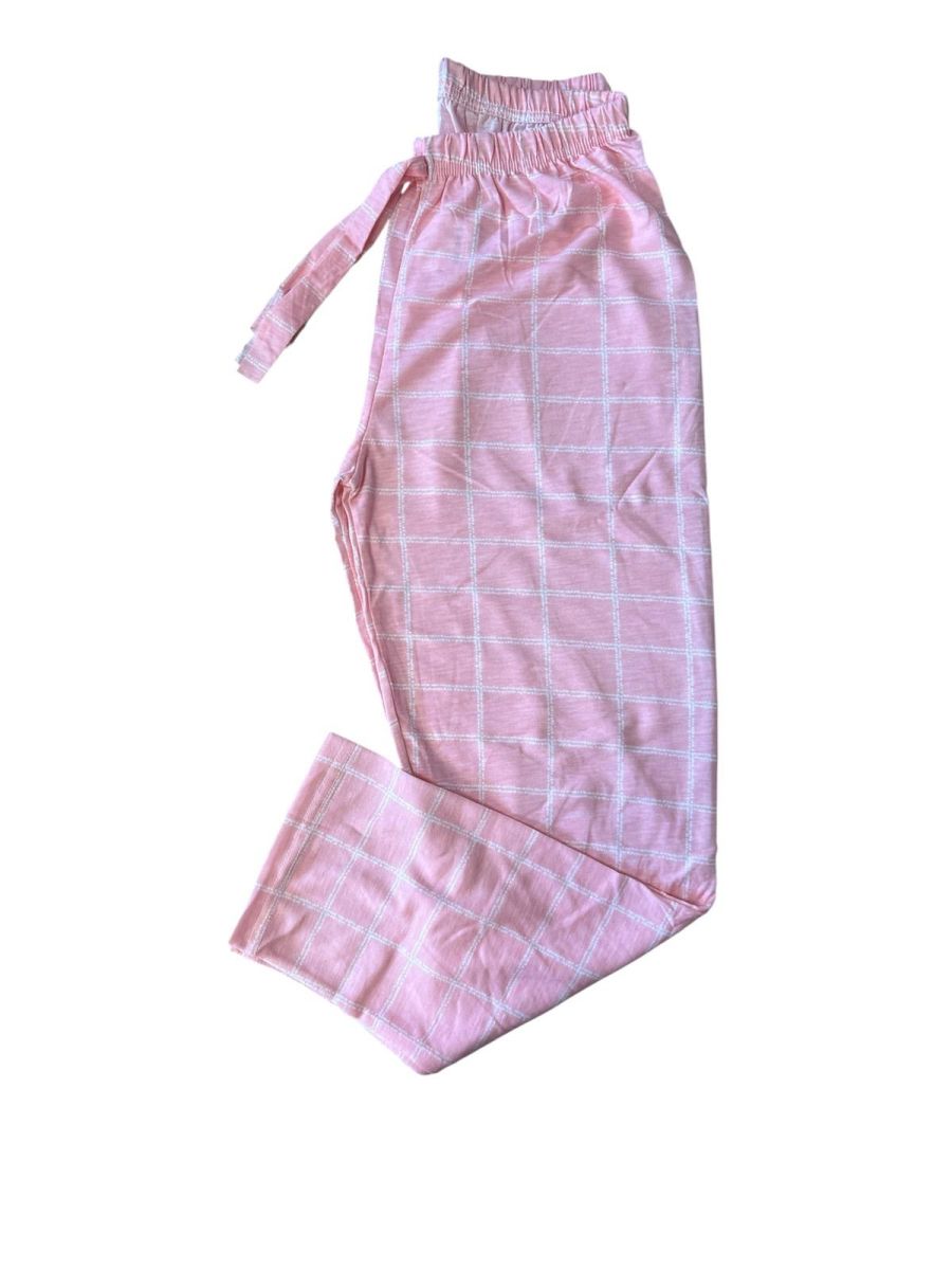 Pantaloni de Pijama Dama ,Culoare Roz cu Alb ,Engros