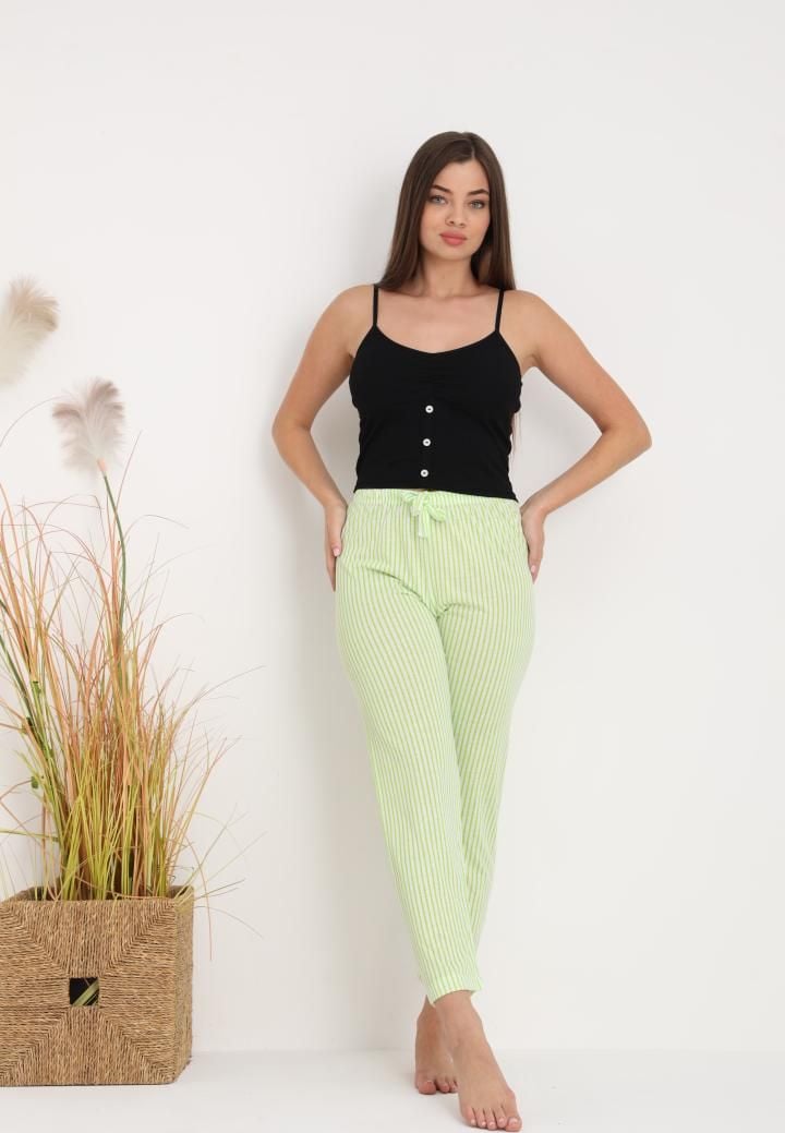 Pantaloni de Pijama Dama ,Culoare Verde Deschis cu Alb ,Engros