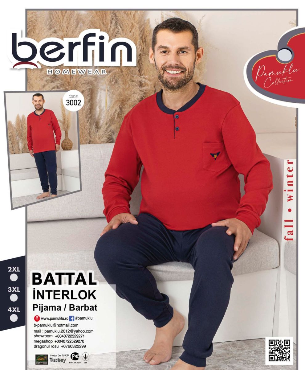 Pijama Barbat Berfin Interlok Battal 3002 ENGROS