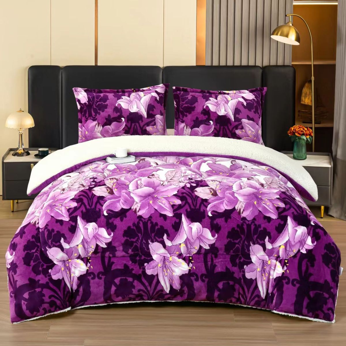 Pilote En-gros Mov, Material Cocolino Premium cu Blanita, 200x230 cm, pentru Pat Dublu, cu 2 fete de Perna Incluse