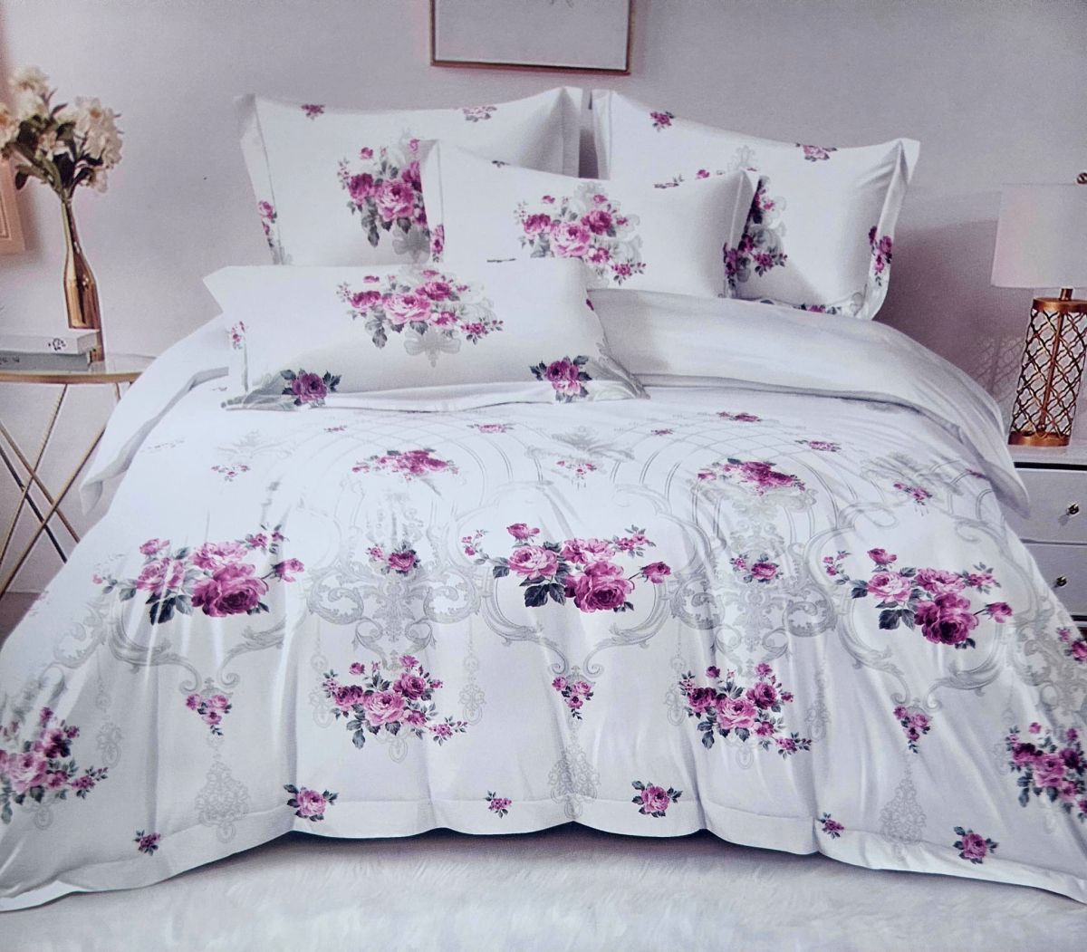 Lenjerii En-Gros, cu Elastic, din Bumbac tip Finet, 180x200cm, cu 4 Fete de Perna Incluse