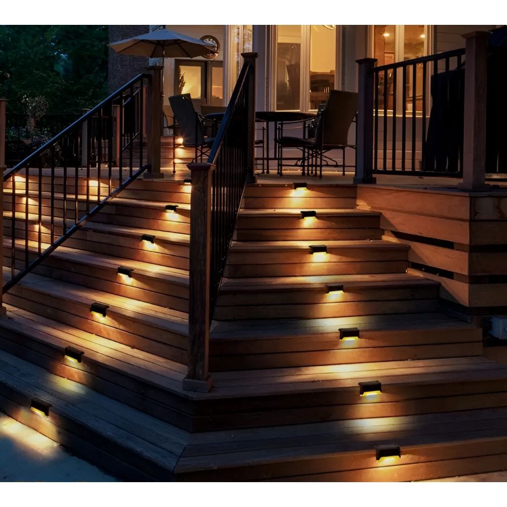 Set 4 Bucati Lampi Solare, pentru Trepte, Gard, Spatii Exterioare, Lumina de Veghe, color , 4/ cutie