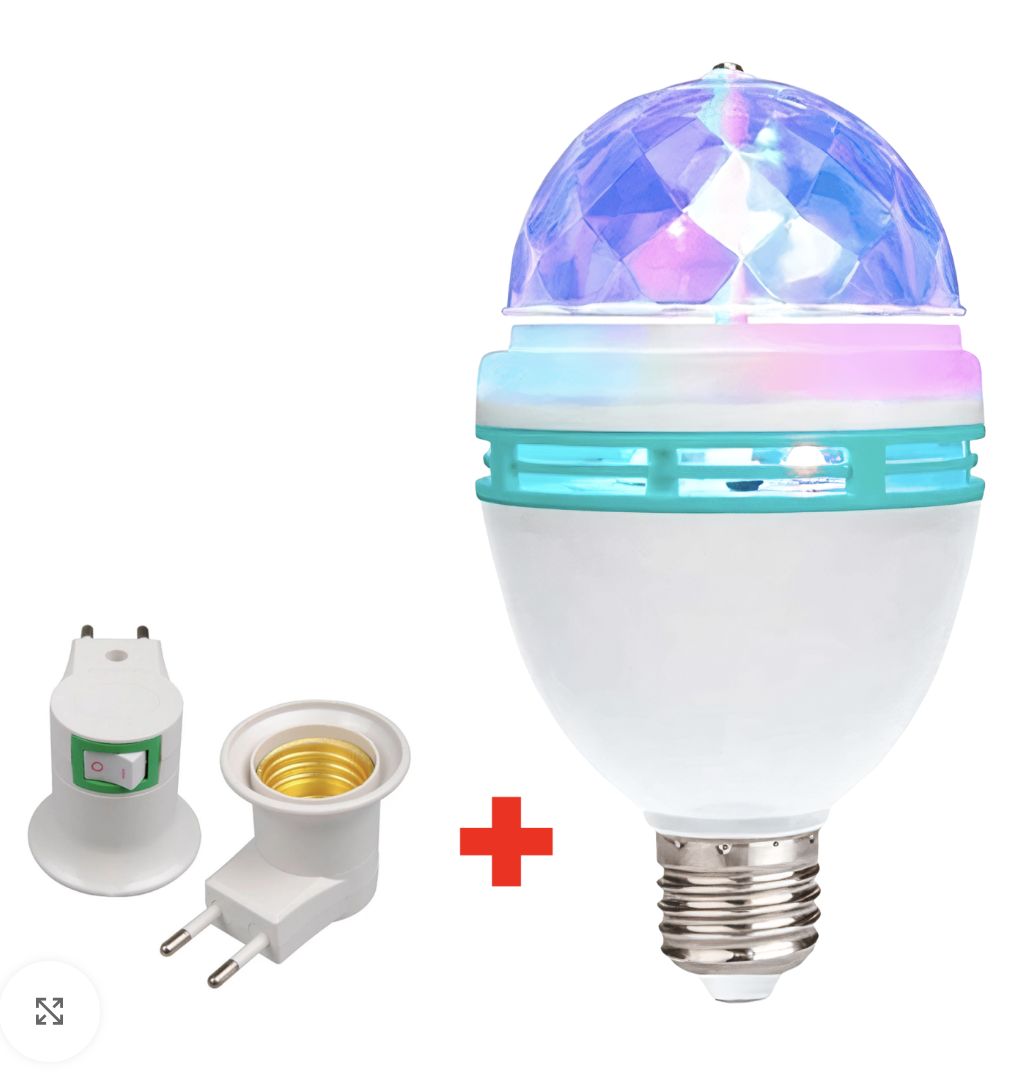 Bec rotativ engross, disco cu soclu R27, bec decorativ rgb