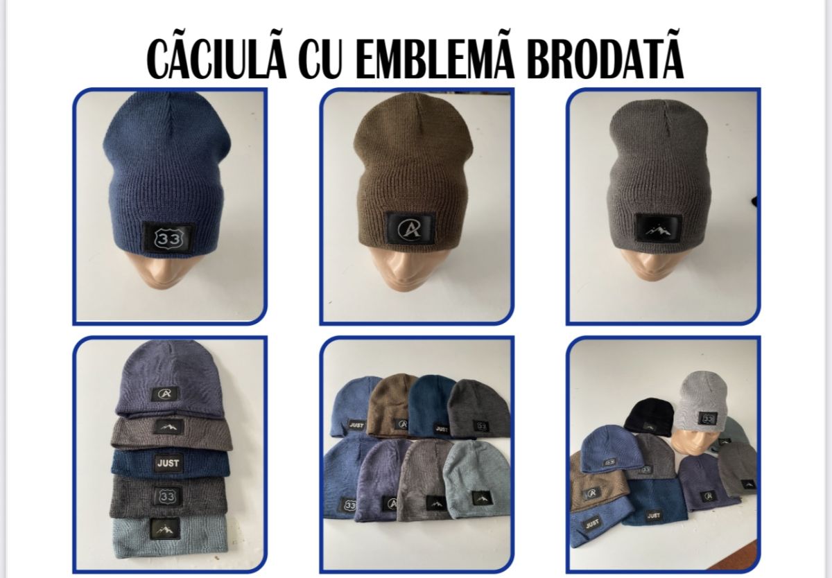 Caciuli tricotat simplu cu emblema  de barbat   Engros, mix culori