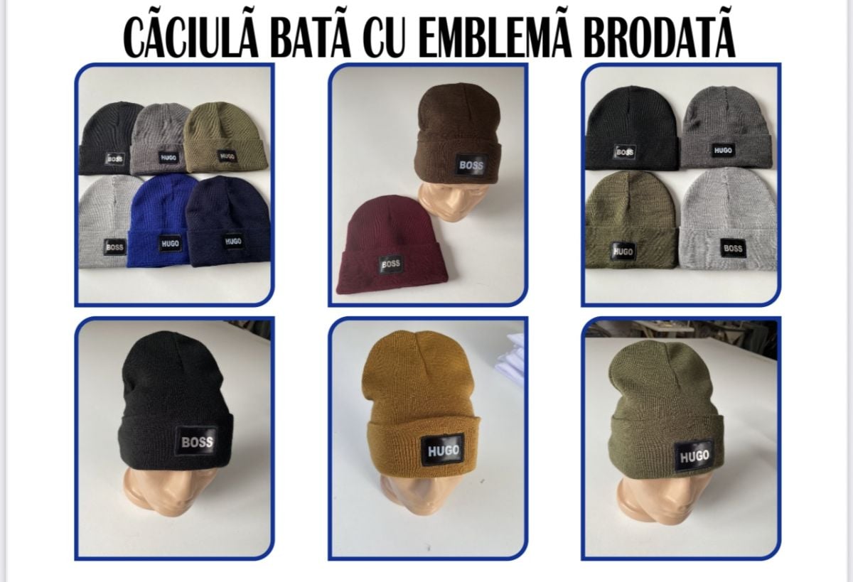 Caciuli tricotat simplu cu emblema  de barbat   Engros, mix culori