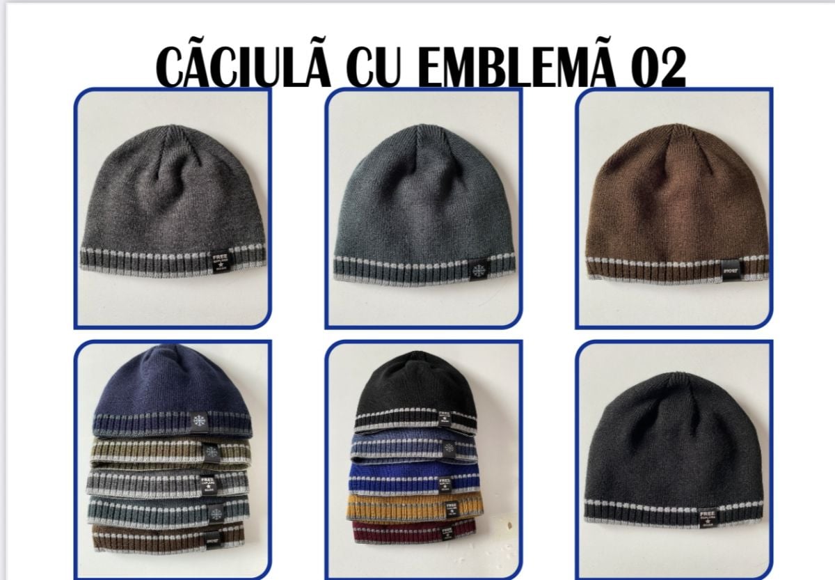 Caciuli tricotat simplu cu emblema  de barbat   Engros, mix culori