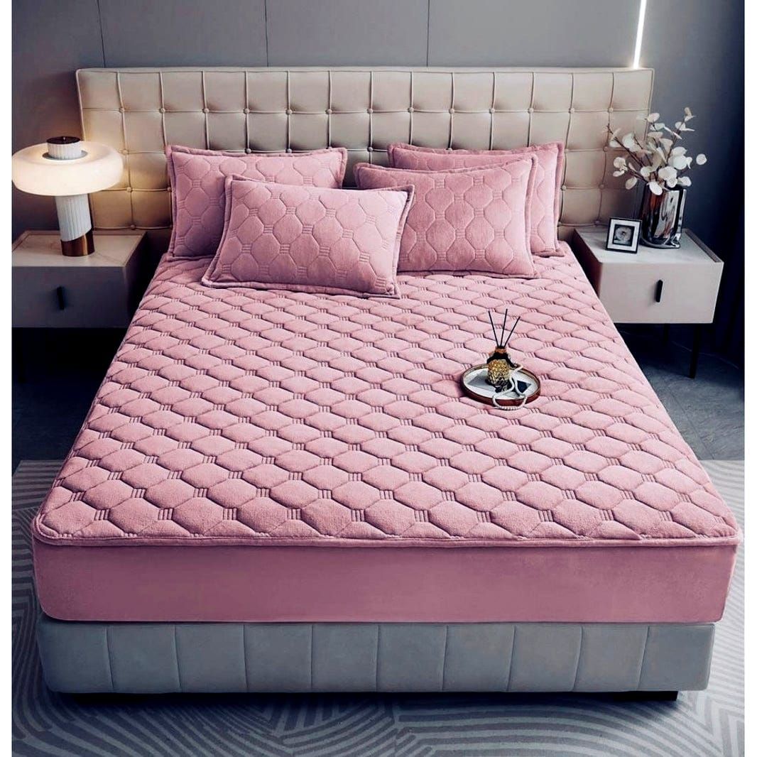 Husa En-Gros, Lila, Matlasata tip Topper, 160x200cm, cu 2 Fete de Perna Incluse