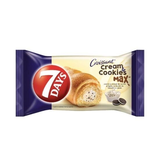 Croissant  7 Days Max Double cu crema de vanilie si biscuiti, 80 g Engros