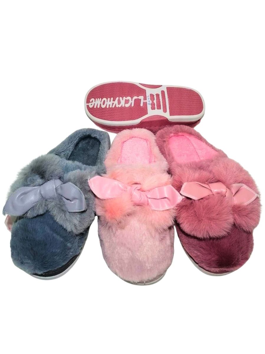 Papuci Dama Interior,Tip Sabot, Fundita , Blana Moale si Pufoasa Sintetica, Talpa flexibila, Engross, Marimi 36-41, 12buc/serie