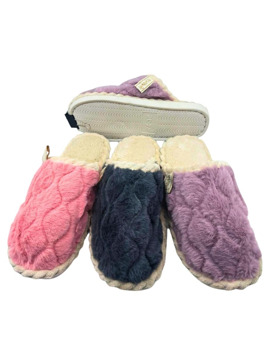 Papuci Dama Interior, Blana Sintetica Moale, Talpa Flexibila si Rezistenta, Model Clasic, Tip Sabot, Engross, Marimi 36-41,12buc/serie