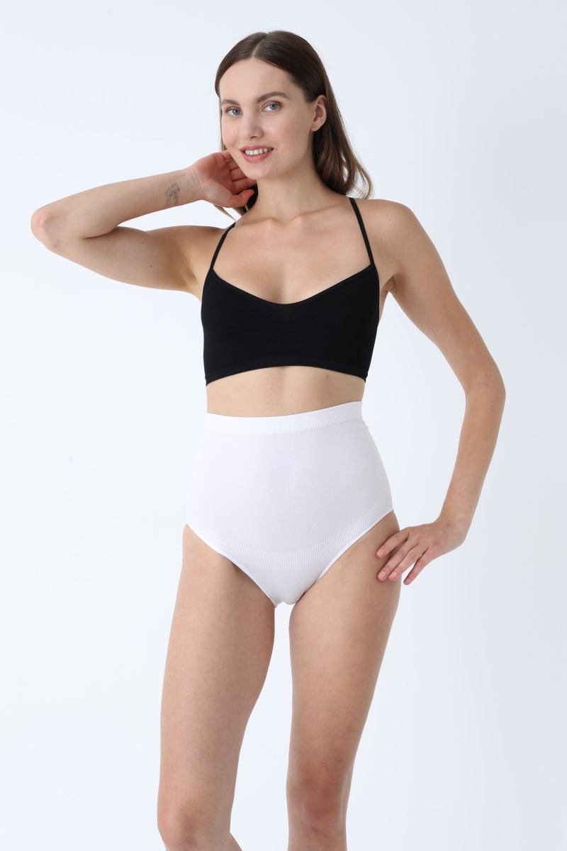 Corset Modelator Damă Clasic cu Talie înaltă , Push-up și Bandă Anti-Alunecare,Culoare Alb,Engros