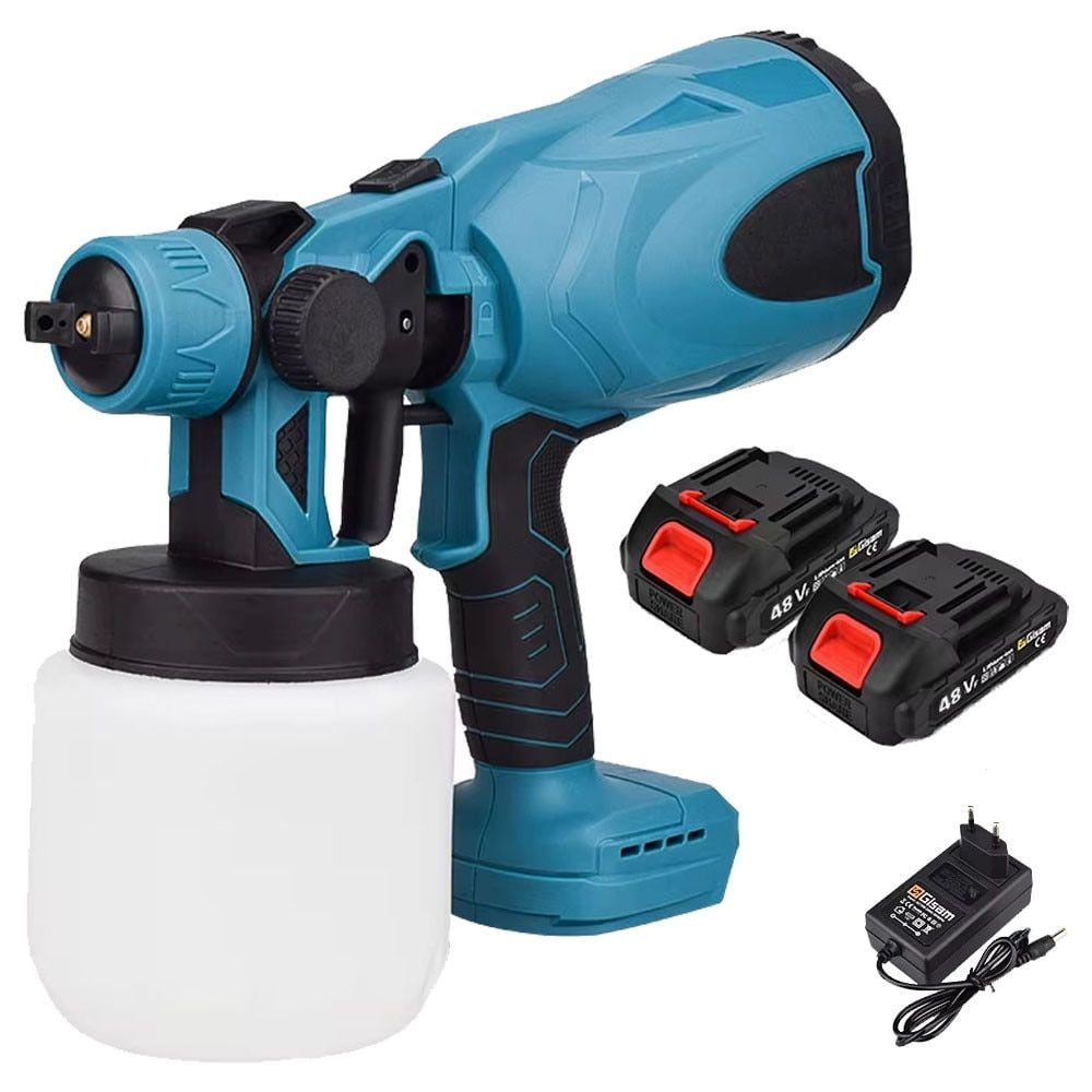 Pistol de vopsit engross electric, fara fir, 800ml, portocaliu, compatibil baterii, 2 baterii 48V