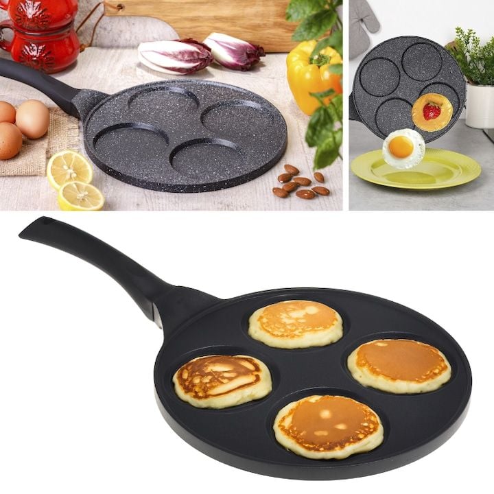 Tigaie pentru Pancakes Kamille, 26 cm, Aluminiu Antiaderent, Negru – Compatibilă cu Toate Tipurile de Plite Engros