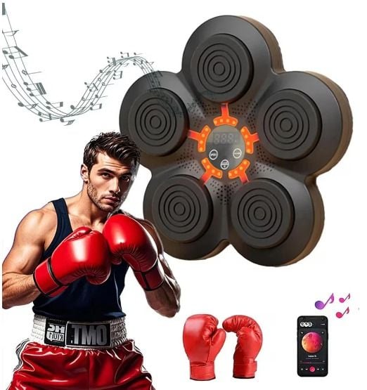 Aparat inteligent de box pentru antrenare reflexe, sincronizare Bluetooth, difuzor stereo, Negru