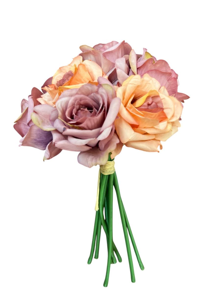 Buchet trandafir de hartie artificial 9 fire, Flori artificiale En-Gros, 25 cm