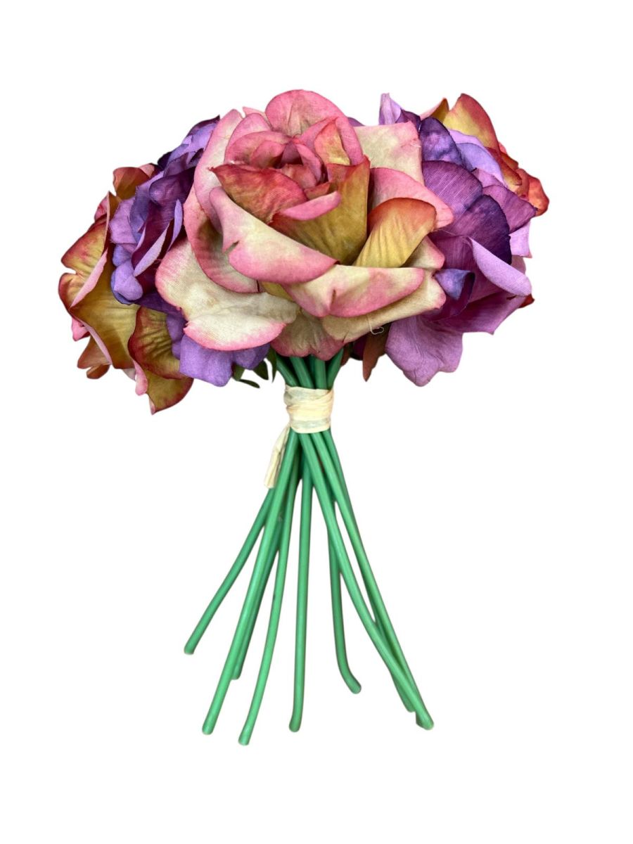 Buchet trandafir de hartie artificial 9 fire, Flori artificiale En-Gros, 25 cm