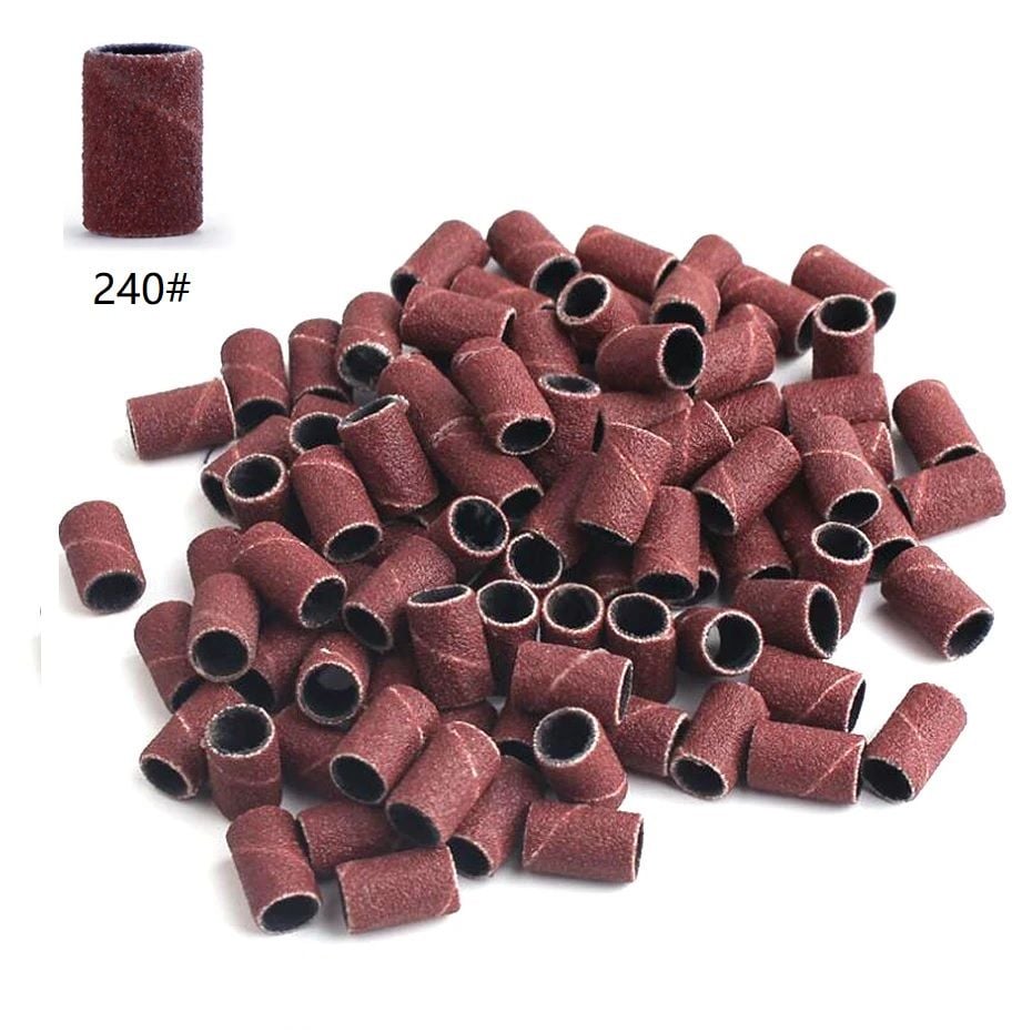 Rezerve smirghel #240 pentru freza unghii, 50 buc, maro, inele smirghel pentru pila electrica unghii
