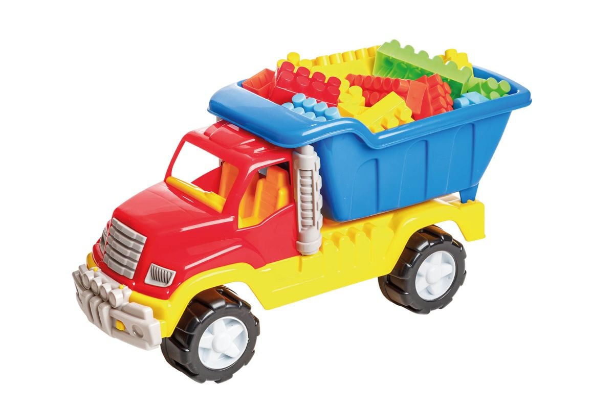 Set Educativ Camion Mare si Cuburi de Construit 39x18x22 cm En-Gros