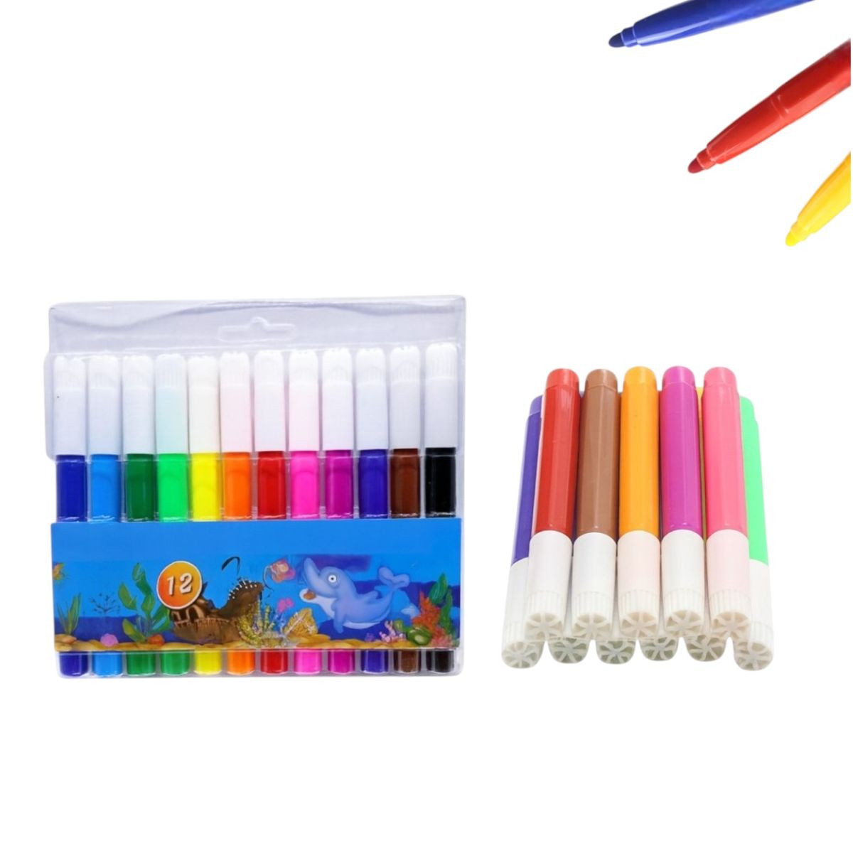 Carioci Colorate 12/set pe Bază de Apă, 14cm Diferite Culori Engros