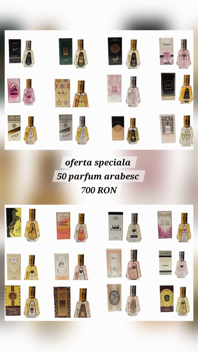 Ofertă, Set 50 Parfumuri arabesc de Parfum 50 ml -25 modele × 2 buc- Preț En-Gros Avantajos (OFERTA)