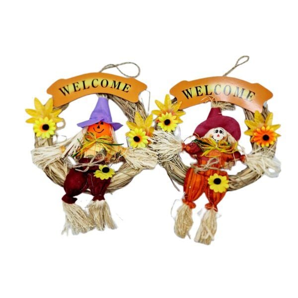 Ornament din paie coronita usa Halloween 2/set engros