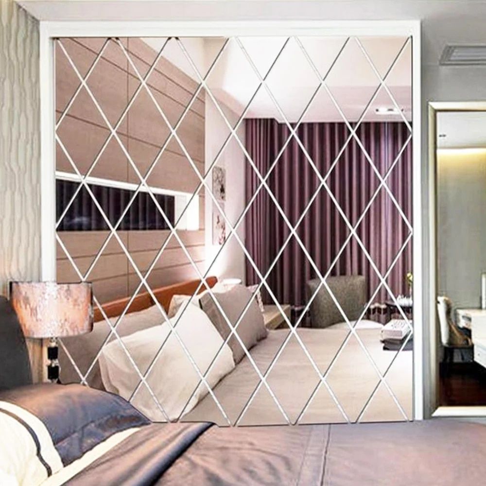 Set 58 Oglinzi Decorative engross Acrilice Model Romb Glixicom Autoadezive 100 x 100 cm pentru Hol Sufragerie Dormitor Mobila sau Perete
