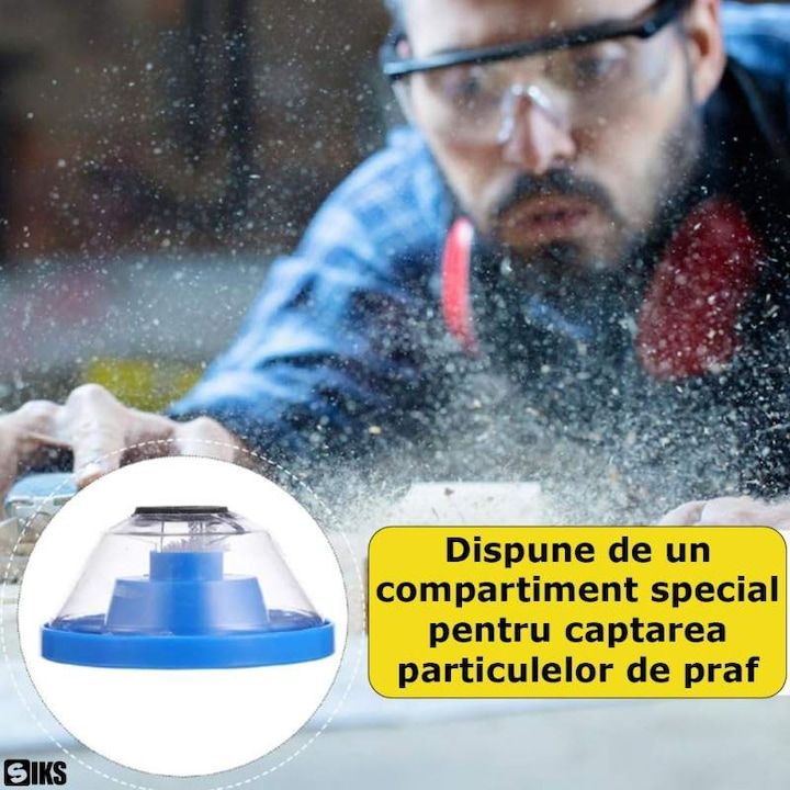 Accesoriu colectare praf bormasina engross, colector praf, Protectie anti-praf pentru bormasina, 50x50x88mm, plastic rezistent, albastru / portocaliu