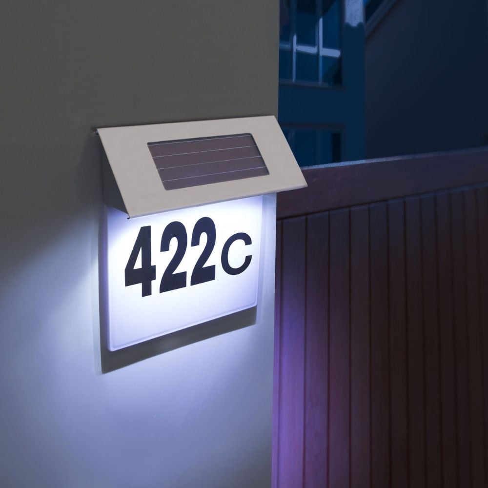 Numar de casa engross cu iluminare 4LED si incarcare solara, senzor