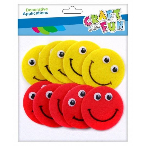 Stickere adezive din fetru, Smiley Face + ochisori , Engross