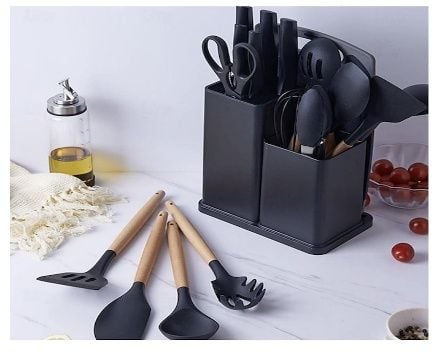 Set ustensile bucatarie Engros, cu suport, 19 piese