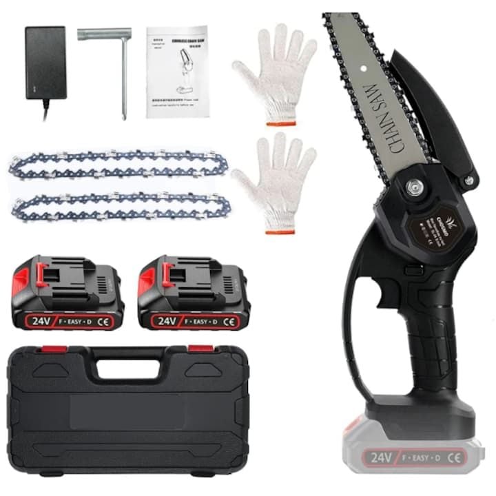 Mini fierastrau Engros, cu lant  48V, 2 Baterii