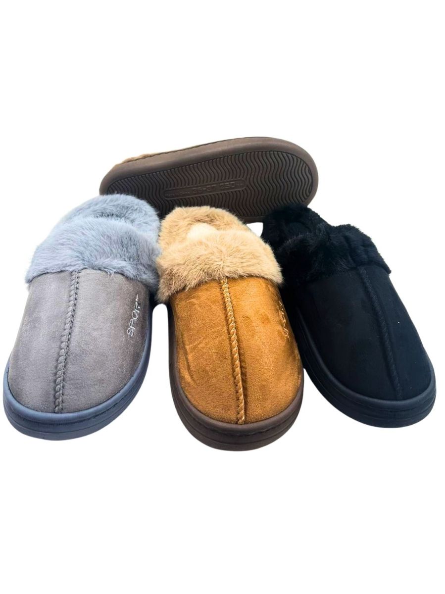 Papuci Interior Dama si Adolescenti, Model Clasic Unisex, Textil Catifelat, Blana Sintetica Moale, Engross, Marimi 36-41, 12buc/serie