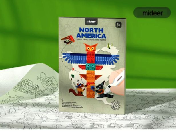 Mideer America de Nord poster pentru colorat 117*81.2cm Engros