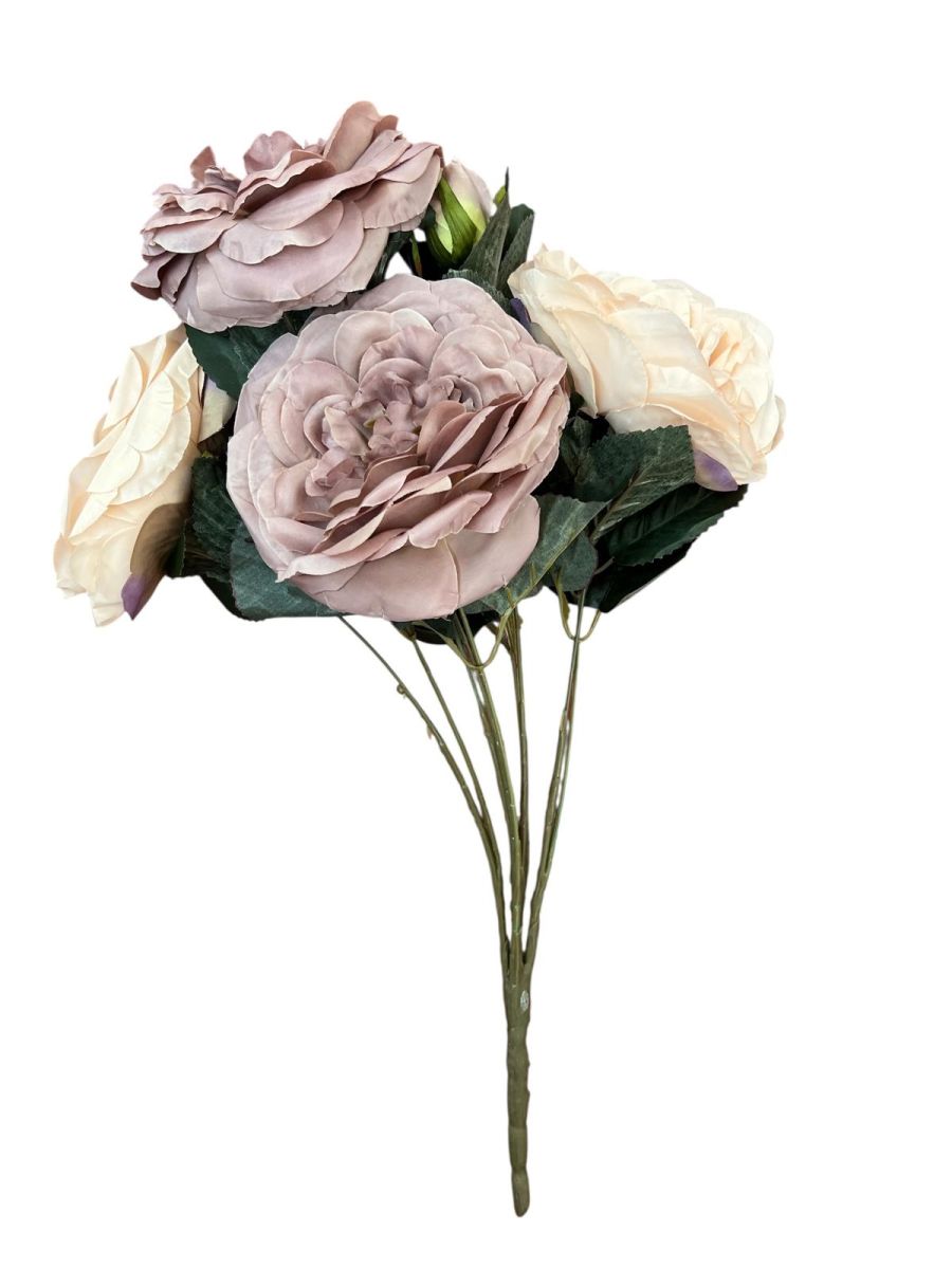 Buchet trandafir floare mare artificial 9 fire, Flori artificiale En-Gros, 50 cm
