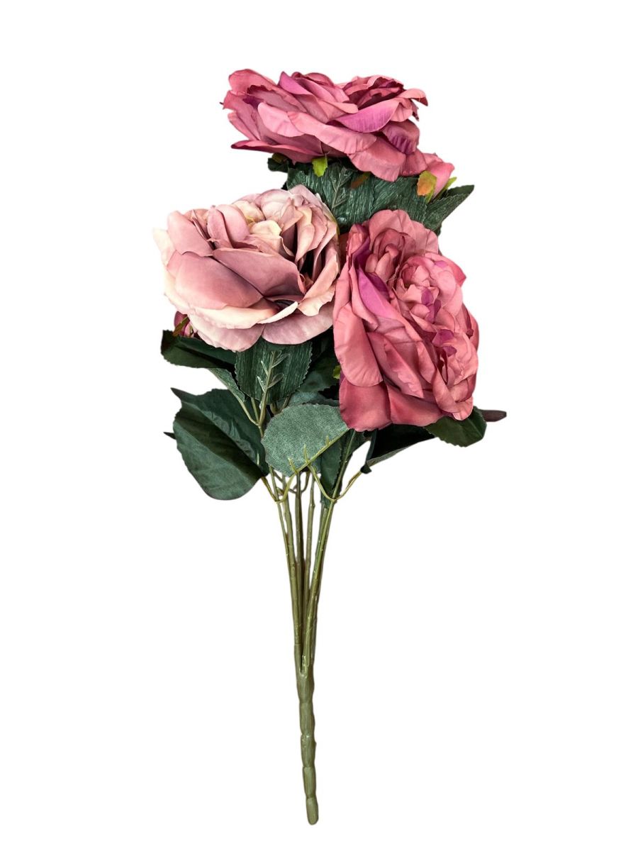 Buchet trandafir floare mare artificial 9 fire, Flori artificiale En-Gros, 50 cm