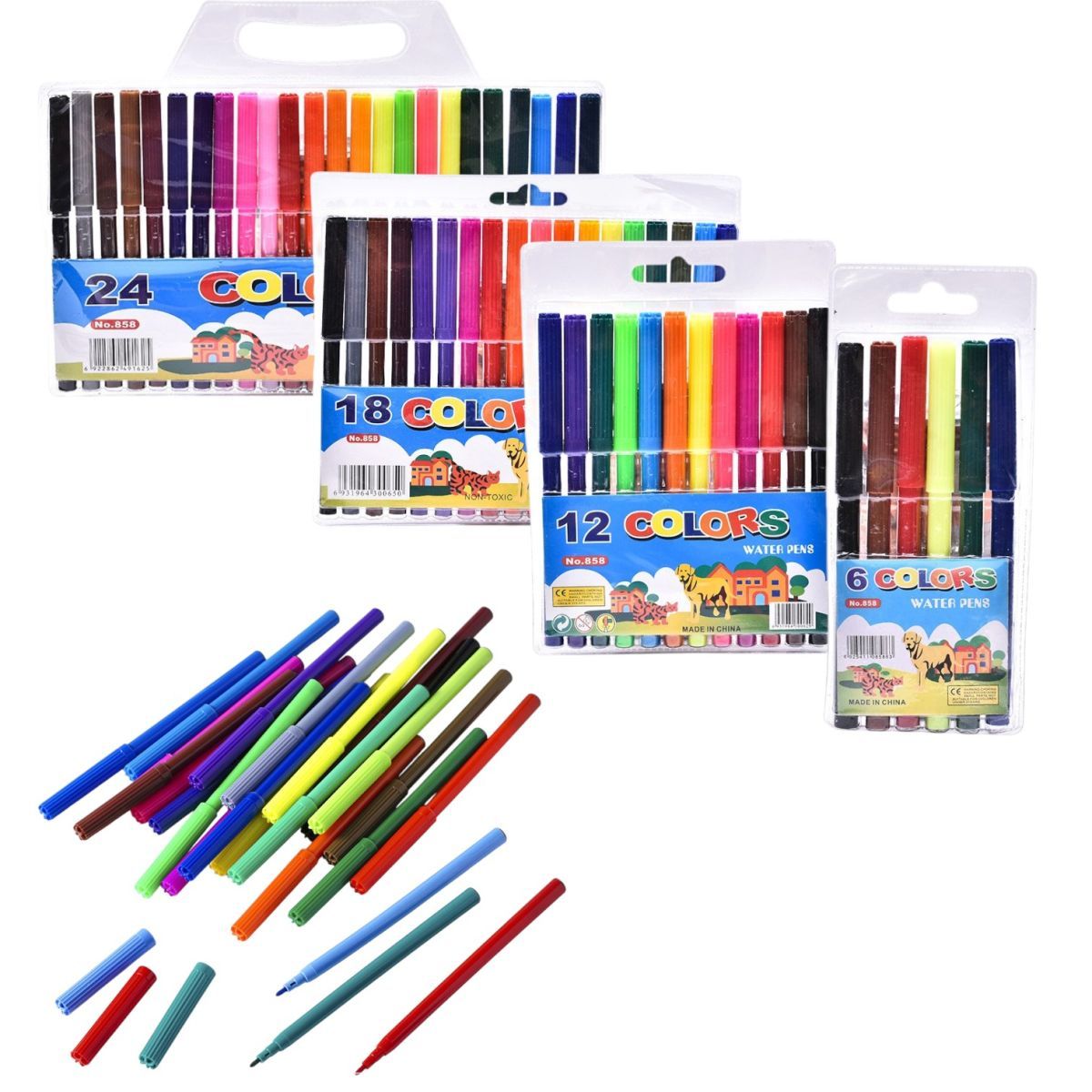 Carioci Colorate 6 Culori pentru Desenat, 24/set Diferite Culori Engros
