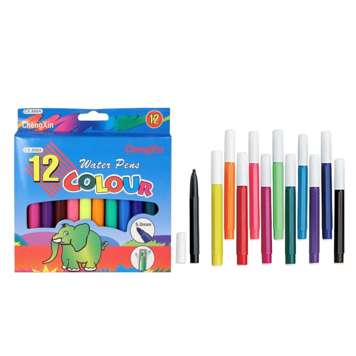 Carioci Colorate 12/set pe Bază de Apă, 14cm, Diferite Culori Engros