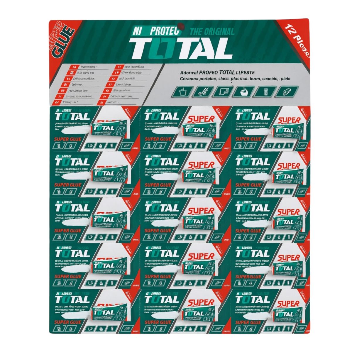 Super Glue Total 12/set Adeziv Universal pentru Metal, Plastic, Lemn, Cauciuc și Ceramică Engros