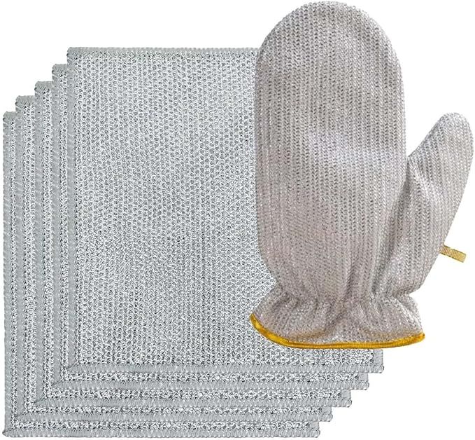 5 Lavete cu Manusa de Curatare Engros, Multifunctionale, Argintii, 20x20cm